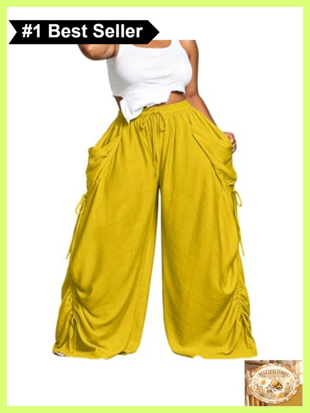 Wide Leg Palazzo Pants Drawstring Waist Side Tie Flowy Lounge Trousers
